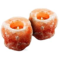 HemingWeigh Himalayan Natural Crystal Salt Rock Tea Light Candle Holder - 2 Pack by HemingWeigh